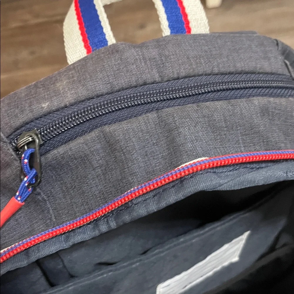 Champion Backpack Heathered Dark Blue with Blue and Red Embroidered Logo